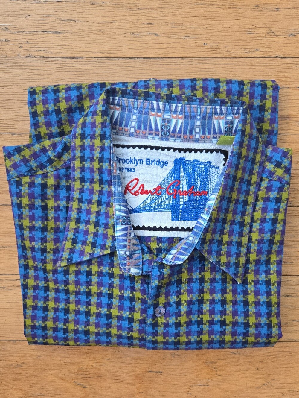 Robert Graham "KEENES" Brooklyn Bridge Digital Print "Retired" Size XL Tailored
